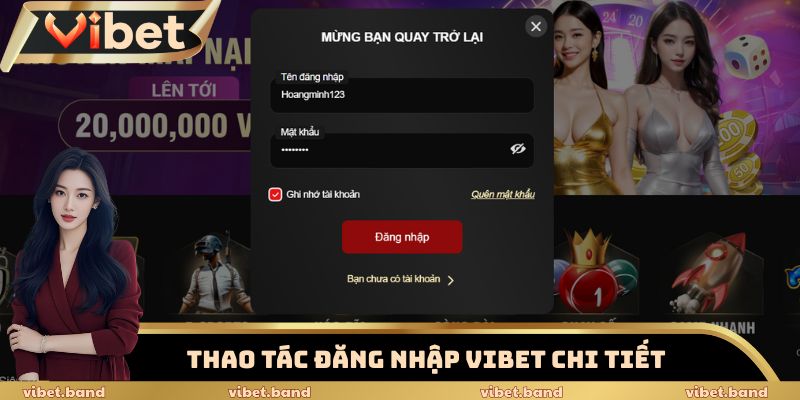 Thao tác đăng nhập Vibet chi tiết